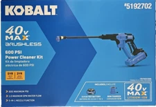 Kobalt 40v Max 600 psi Power Cleaner Kit Pressure Washer with Battery + Charger