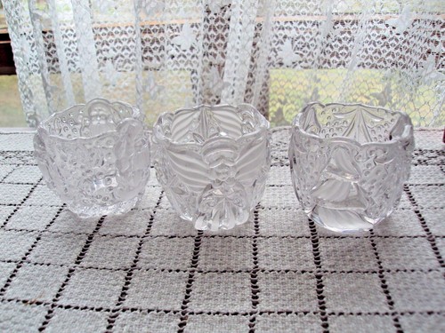 Candle Holders Votive Gorham Set of 3 Christmas North Pole Express Glass Used - Picture 3 of 8