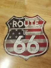 New Open Road Brands " ROUTE 66 " Tin Metal Wall Hanging