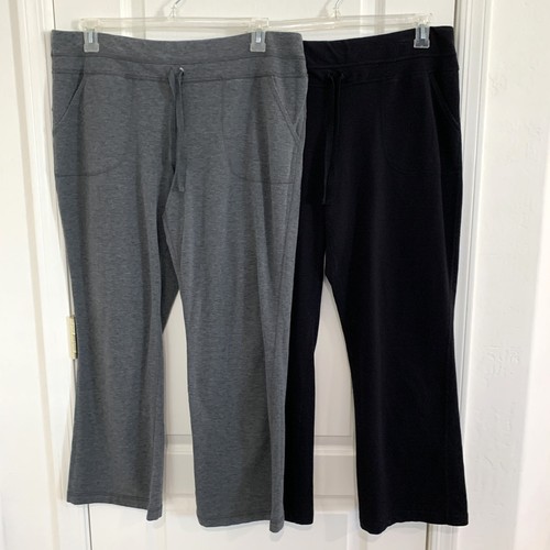 Made For Life 2 Pairs Drawstring Knit Pants Sweatpants Black & Gray Size XL S