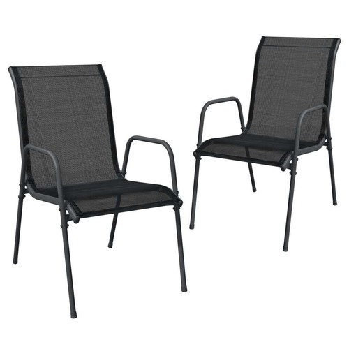 2x Outdoor Chairs Garden Patio Dining Balcony Bistro Lounge Cafe Steel Seats
