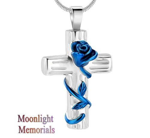 New Cross Flower Cremation Urn Keepsake Ashes Memorial Necklace - 第 5/13 張圖片