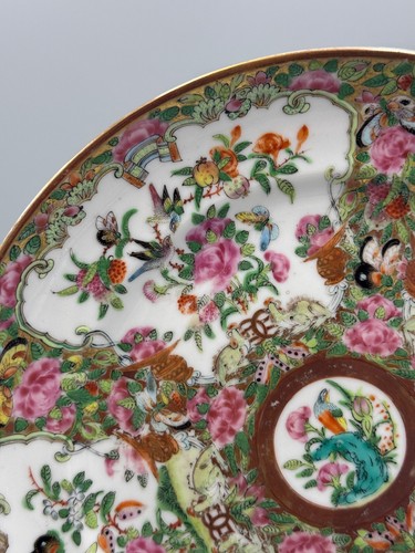 Antique 19th C Chinese Export Canton Famille Rose Porcelain Plate 8 1/4" - Picture 2 of 11