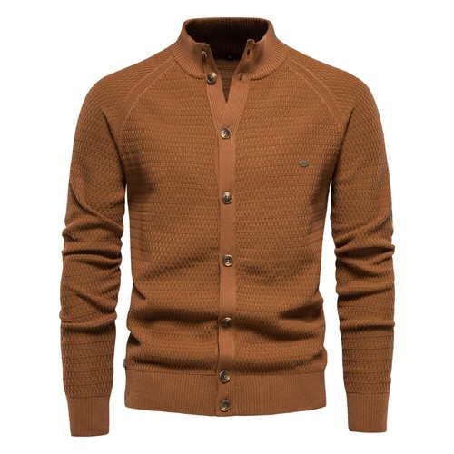 Men's New Crew Neck Solid Color Cardigan Sweater Business Long Sleeves Sweater - Bild 7 von 10