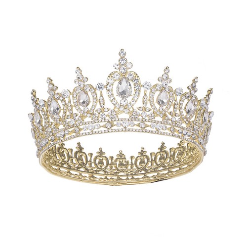 6,5 cm große runde Kristallkrone Diadem Hochzeit Braut Königin Prinzessin für Frauen - Bild 7 von 20