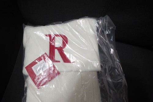 St. Nicholas Square Ivory Cable Knit Christmas Stocking Red "R" 21" NEW, TAGS - Picture 2 of 3
