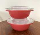 Vintage Pyrex Pink Flamingo 080 Small Round Casserole with Glass Lids (Set of 2)