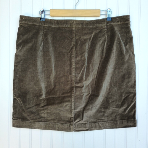 Garnet Hill Velvet Skirt Size 18 Brown Bronze Button Front Stretch Pencil - Picture 7 of 8