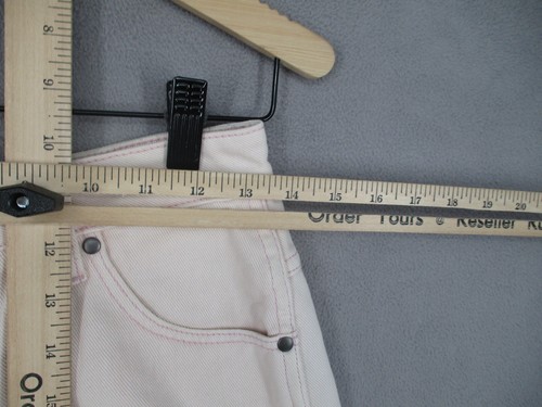 Wrangler Shorts Womens Small Pink Hi Bells Denim Button Pockets Zip Logo Summer - Picture 7 of 18