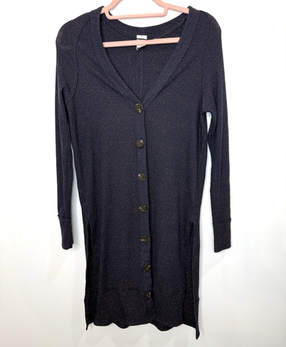 Free People We The Free Duster Cardigan Womens XS Sparkly Metallic Long Button - Picture 3 of 9