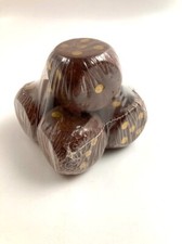 New Sealed Set of 5 Brown Wooden Dice Gold Numbers Large 1" Die