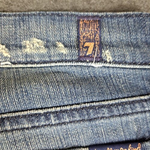 7 For All Mankind Jeans Women's Size 28 Straight Leg Distressed Sequin Pockets - Picture 13 of 13