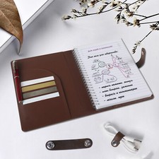 Braun Nachfüllbares A5-Notizbuch aus Leder Tagebuch-Liniert,Lasergravur Silber