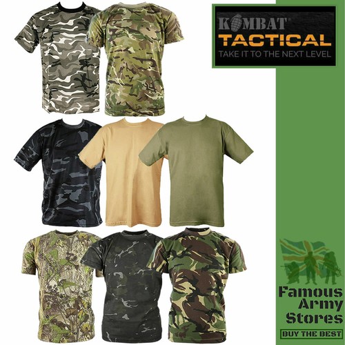 Camo T Shirt Mens Military Camouflage Army Combat Hunting Top Desert BTP DPM UK - Picture 1 of 10