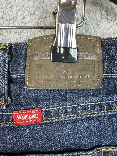 Wrangler Relaxed Boot Jeans Mens 36x32 Blue Dark Wash Pockets Cowboy Rugby - Picture 13 of 16