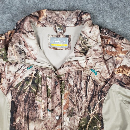 Cabelas Jacket Women XL Hood Camo Zonz Woodlands Camo Fleece Lined Hunting Coat - Picture 3 of 16