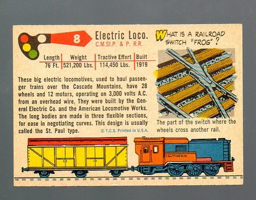 Rails and Sails (1955) - Card # 8 - TOPPS - Electric Locomotive - Picture 2 of 2
