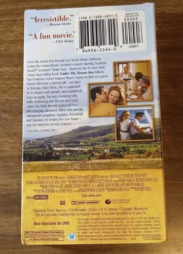 Under the Tuscan Sun (VHS, 2004) Factory Sealed With Watermarks Mint  - Picture 2 of 6