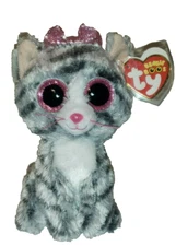 Ty Beanie Boos KIKI the Grey Tabby Cat (FOIL BOW TIE VERSION) 6" MWMTs Plush Toy