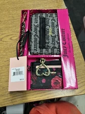 Juicy Couture Black Wristlet And Card  Holder Gift Set New In Box