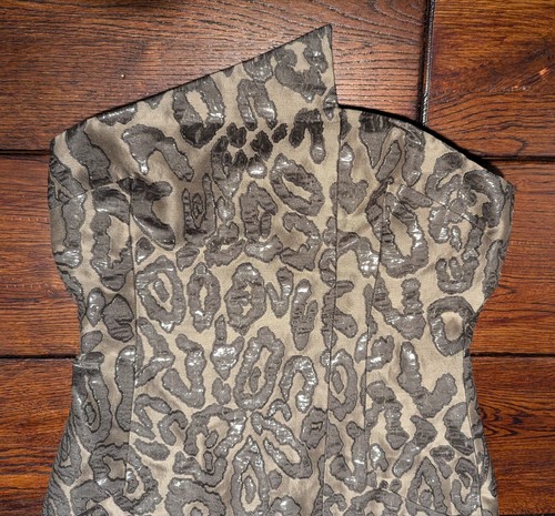 Cushnie Et Ochs Women's Strapless Cut Out Body Con Dress Gray Animal Print Sz 4 - Picture 5 of 18