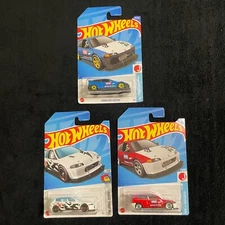 3 Car Lot - Hot Wheels Honda Civic Custom EG  Blue Red White Drag Car 2022 2023