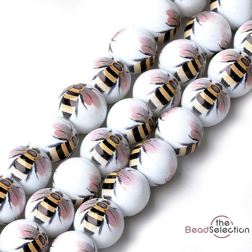 BEE GLASS ROUND BEADS 12mm TOP QUALITY GLS28 - Picture 3 of 4