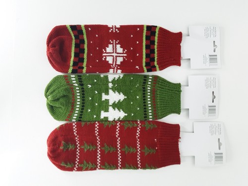 3 Vintage Christmas Woven Sock / Bag / Sweater Wine Bottle Cozy NWT - Picture 9 of 9