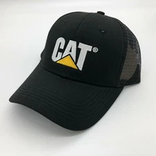 NEW - Caterpillar Cat Equipment Twill / Mesh Hat Cap - Black / Black Mesh