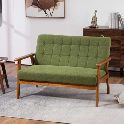 2 Seater Sofa Couch Loveseat Wooden Frame Upholstered Sofa Leather/Linen 500lbs - Picture 3 of 55