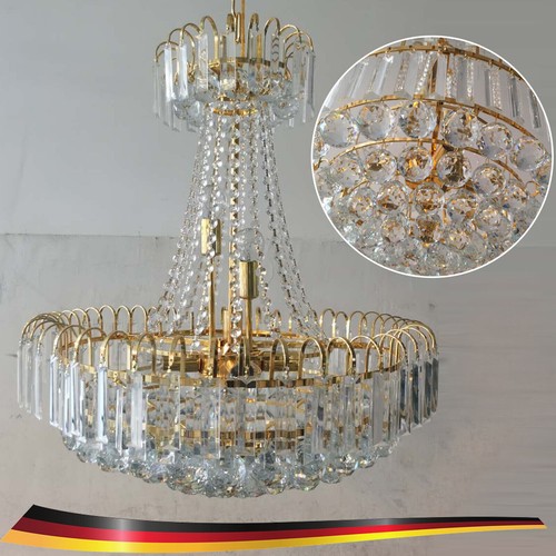 Lampadario cristallo oro luce lusso soggiorno soffitto moderno sospensione - Foto 6 di 11