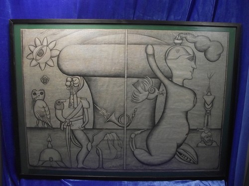 Artista del norte de Alemania: Pit Morell; dibujo a lápiz grande, firmado
