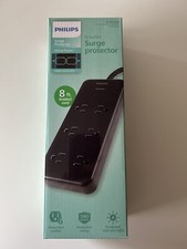 Philips 6-Outlet Surge Protector Black 8 Feet Cord