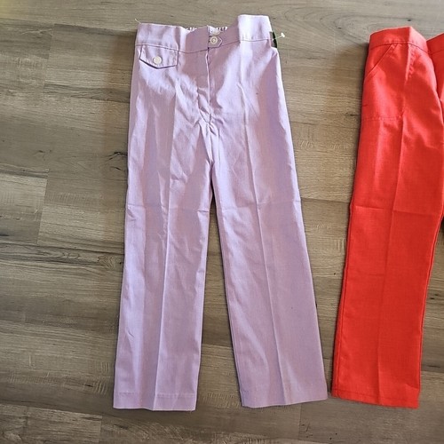 Vtg Girls Slacks Size 6x Vtg Nwt Red And Purple 70s J&J Co JC Penny NOS - Picture 2 of 21