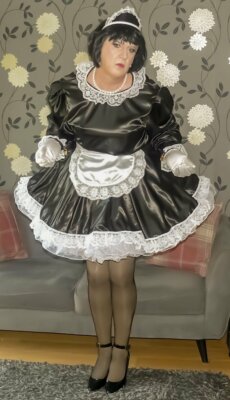 Royal Blue Satin /& Organza French Maid Uniform Lockable /& available in 6 colour
