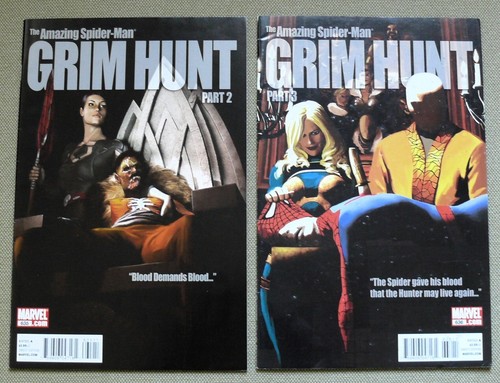 Amazing Spider-Man #635 & #636 (Marvel 2010) Fryles variants; Grim Hunt; FN/VF