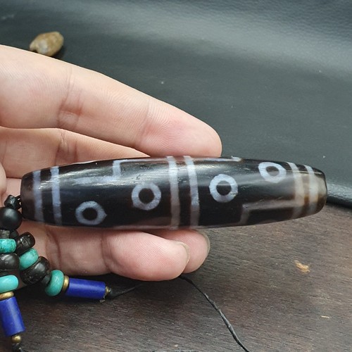 Authentischer großer Himalaya Tibetisch 12 Augen Dzi Achat Türkis und Lapislazuli - Bild 7 von 14