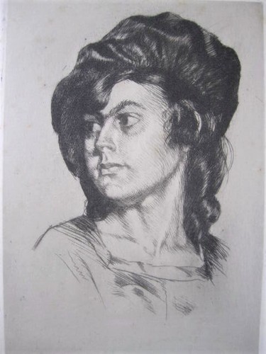 ROBERT JAKOB BOCK 1896-1943 Darmstadt-Pirmasens etching woman portrait - Picture 2 of 8