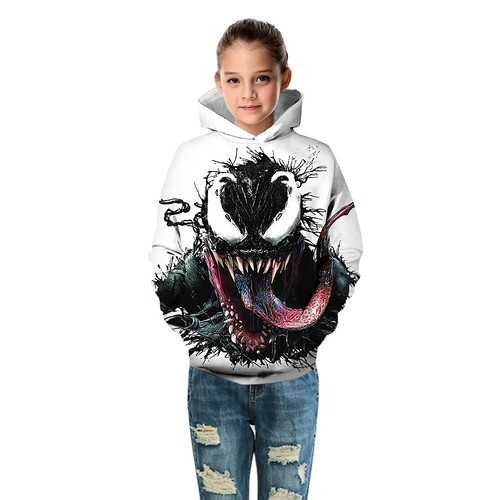 Kids Venom 3D Print Costume Boys Girls Child Fashion Hooded Pullover Jumper Top - Picture 6 of 7