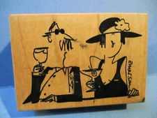 EMERSON AMERICAN ART STAMP COUPLE COCKTAILS RUBBER STAMP WD MTD