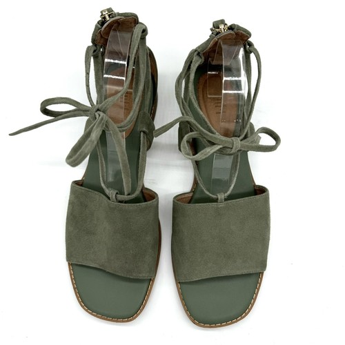 J.Jill Evonne Sandals Sz 11 Green Suede Gladiator Lace Up Demi Wedge Back Zip - Picture 4 of 9
