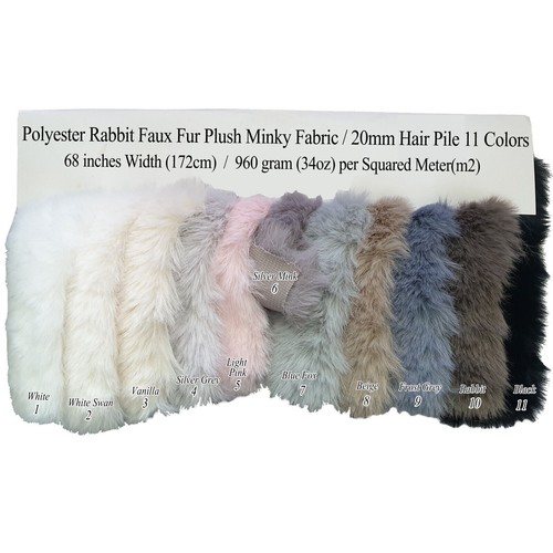 Luxury Faux Rabbit Fur 20mm Long Haired Furry Dolls Jacket Mink Coat Fabric 68"W - Picture 6 of 14