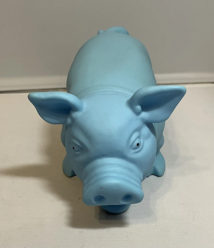 Juguetes para apretar Squeeze Me Pig con sonido Animolds 6,5" pequeño azul cielo Foto 2 de 3