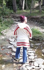 Vintage Organically Grown Arpeja M Long hood sweater jacket pockets Hippy