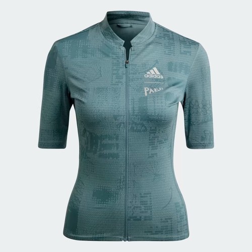 adidas x PARLEY Heat RDY Green Cycling Jersey Womens Size Medium HI6832 NWT $170 - Picture 2 of 4