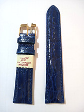 1 CINTURINO PELLE DI COCCODRILLO VERO IMBOTTITO NUOVO  20 / 18 mm. BLU