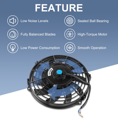 9 inch 12V Slim Fan Push Pull Electric Radiator Cooling Fan Mount Kit Universal - Picture 3 of 7