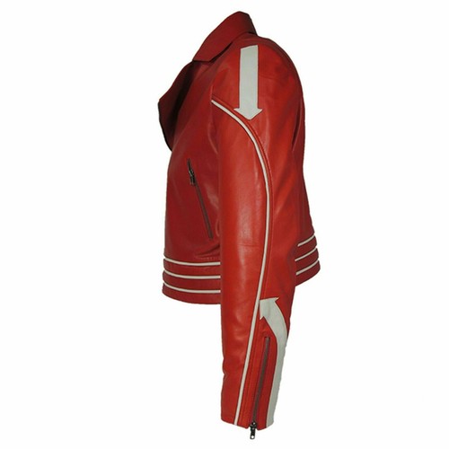 Men Freddie Mercury Red and Black Casual Motorcycle Biker Leather Jacket - Picture 10 of 12