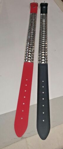 Real Leather Pyramid Studded Belt 2”- 50mm Wide Gothic Punk S,M,L,XL Uk Made PB3 - Picture 3 of 24