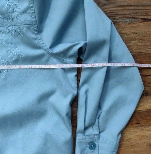 Alfred Dunner Blazer Jacket Size 14 Embroidery Button Up Padded Sky Blue - Picture 6 of 9